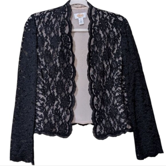 Talbots Jackets & Blazers - Talbots black lace evening jacket blazer size 10 long sleeve button close dressy